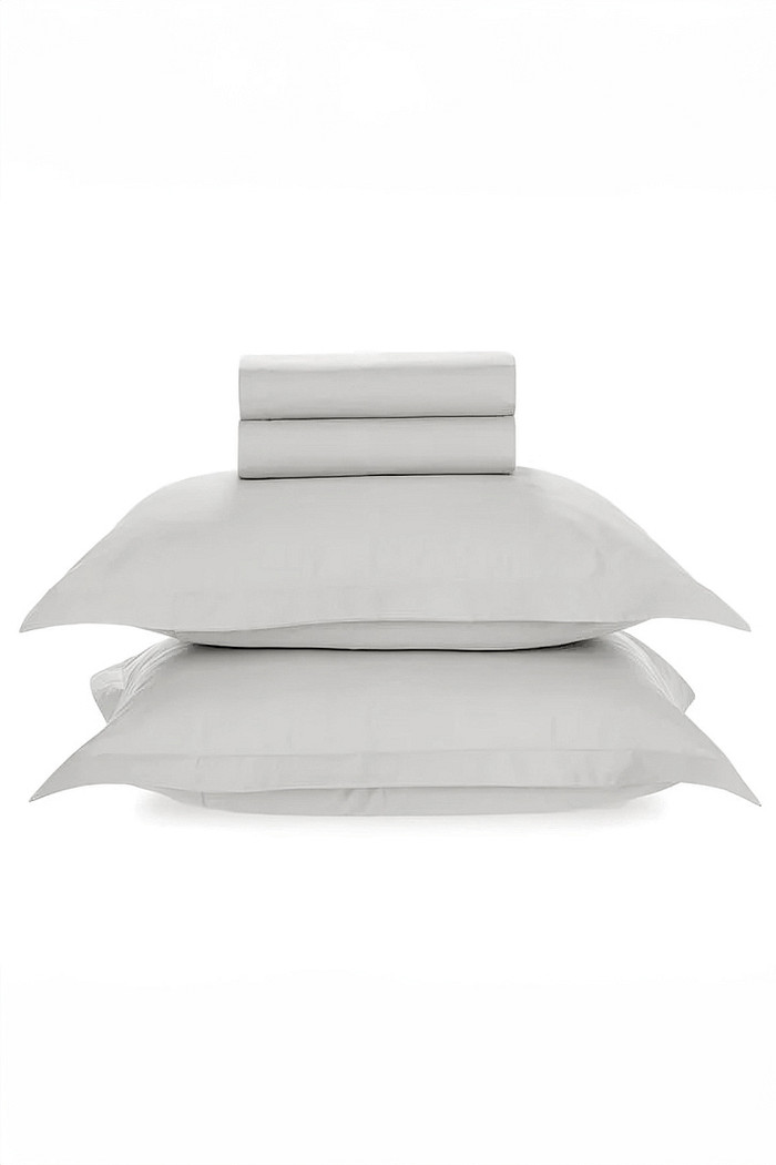 Jogo de Cama Solteiro 3 Peças 300 Fios Cetim 100% Algodão Cinza