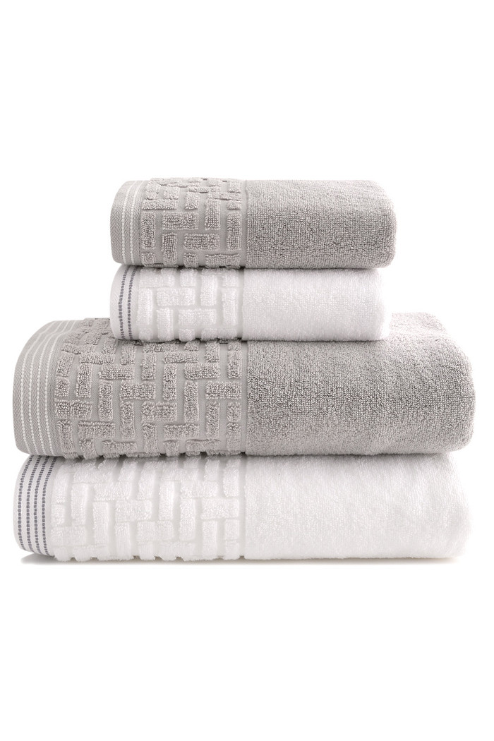 Jogo de Toalha Banhão 500g 4 peças Super Soft Zero Twist Greco - Branco e Cinza