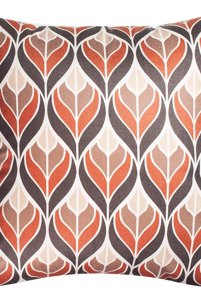 Capa de Almofada Suede Folhas 55cm x 55cm - Marrom