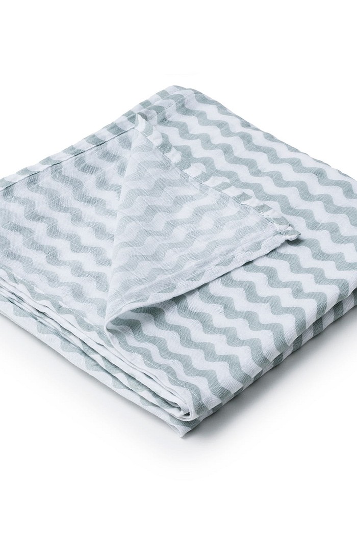 Manta Estilo Fralda Brisa para Bebês - Ondas Cinza