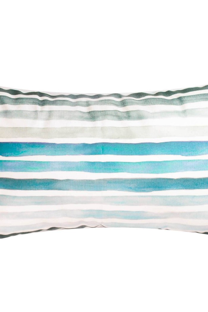 Capa de Almofada Baguete Suede Veludo Listras 25cm x 42cm - Verde