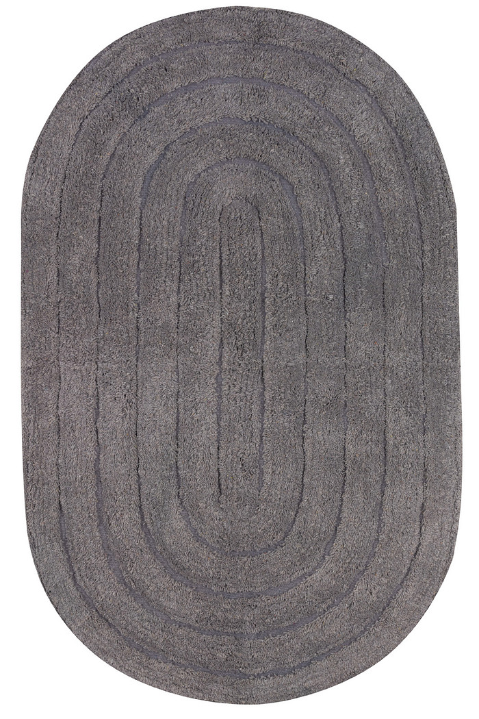 Tapete Viena Oval 50x80cm em Algodão 1200g/m2 Cinza