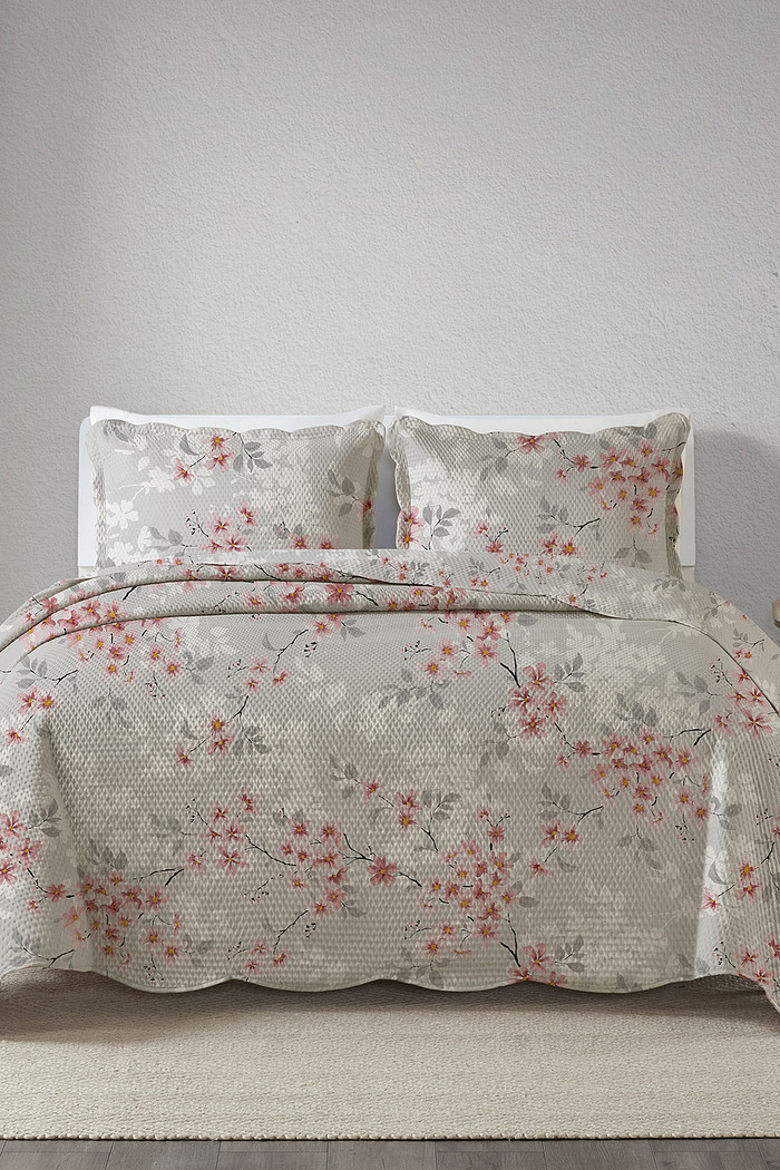 Kit Cobre Leito Colcha Solteiro 2 Peças Boutis Estampada Dupla Face - Lily