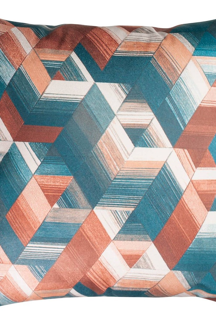 Capa de Almofada Suede Geométrica 45cm x 45cm - Azul