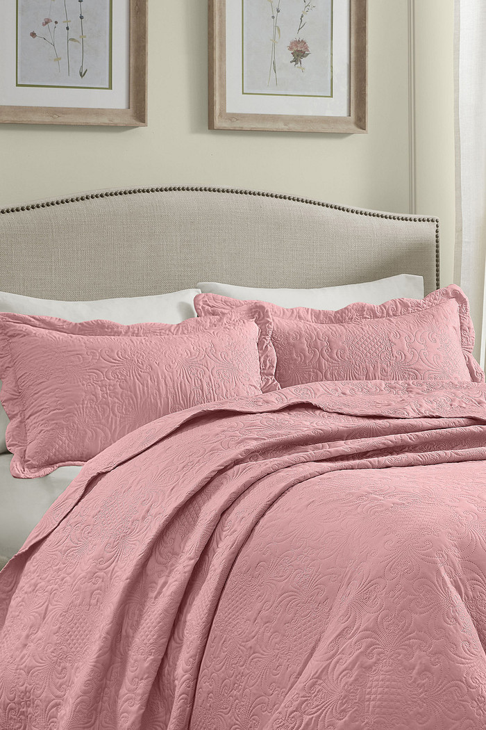 Kit 2 Porta Travesseiros Matelasse 150 Fios Microfibra 70x50cm com Aba Americana Splendor - Rose