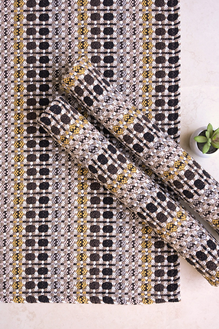 Kit de Cozinha 3 Peças Algodão Indiano Marrom e Bege