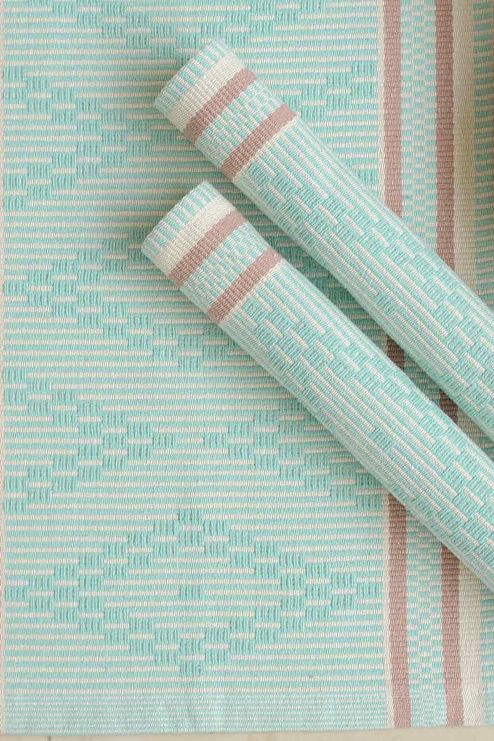 Jogo de Tapete 3 Peças Algodão Zurick Verde Água