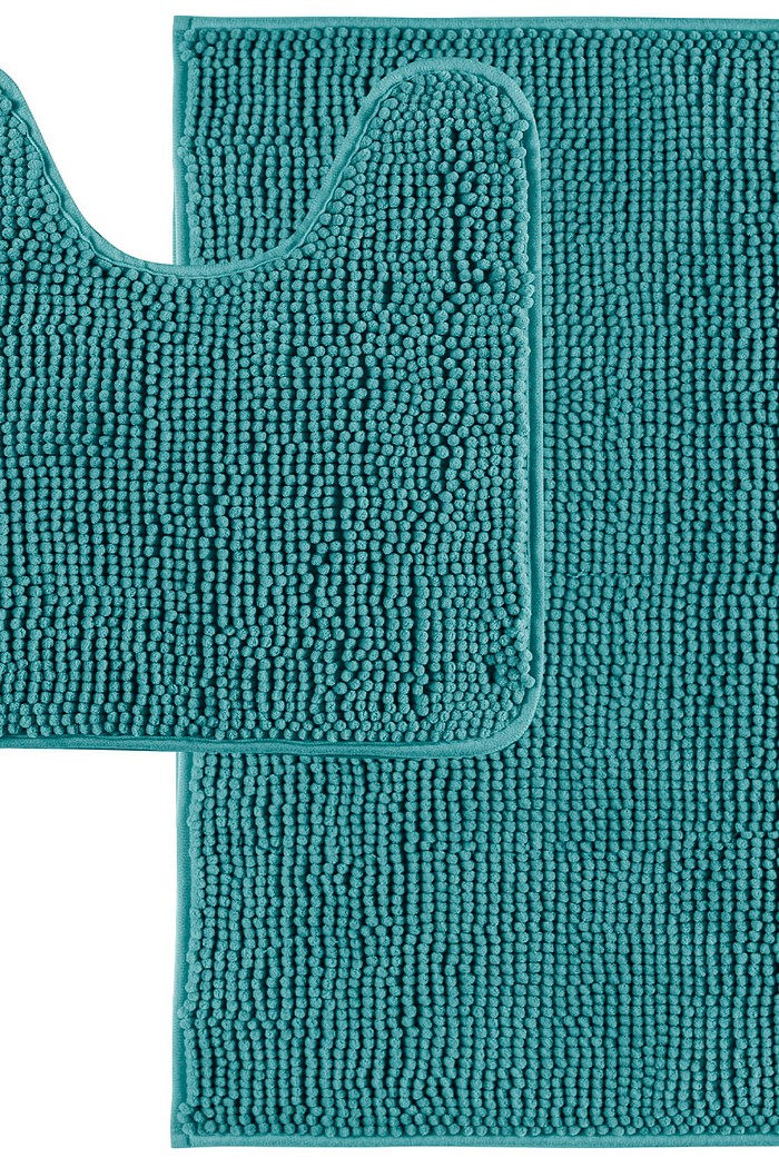 Jogo de Tapete Banheiro Bolinha em Microfibra Antiderrapante 2 peças Azul Tifanny