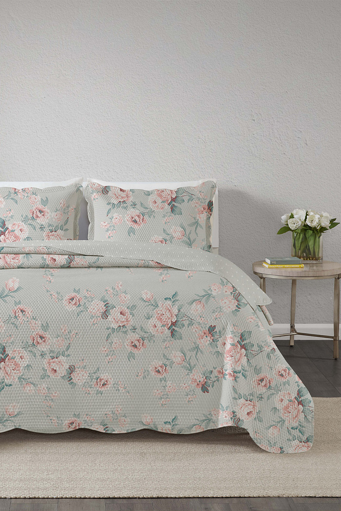 Kit Cobre Leito Colcha Queen 3 Peças Bouti Microfibra Estampada - Penelope