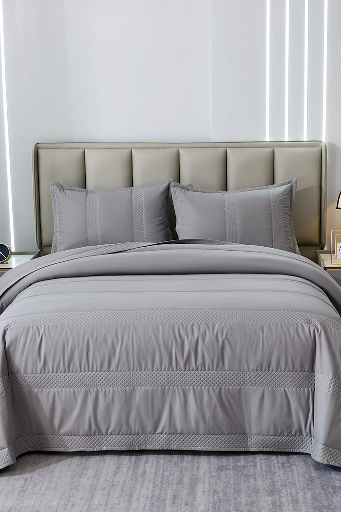 Kit Colcha King Essence 230 Fios Matelado Dupla Face 100% Algodão - Cinza