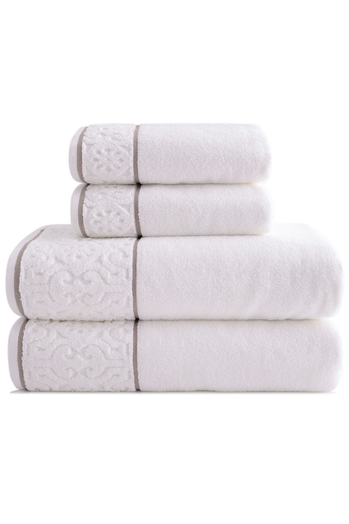 Jogo de Toalha Banhão 500g 4 peças Super Soft Zero Twist Arabesco - Branco