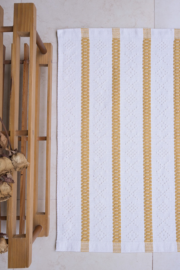 Tapete para Cozinha 50x70 Avulso Veneza Cru e Mostarda