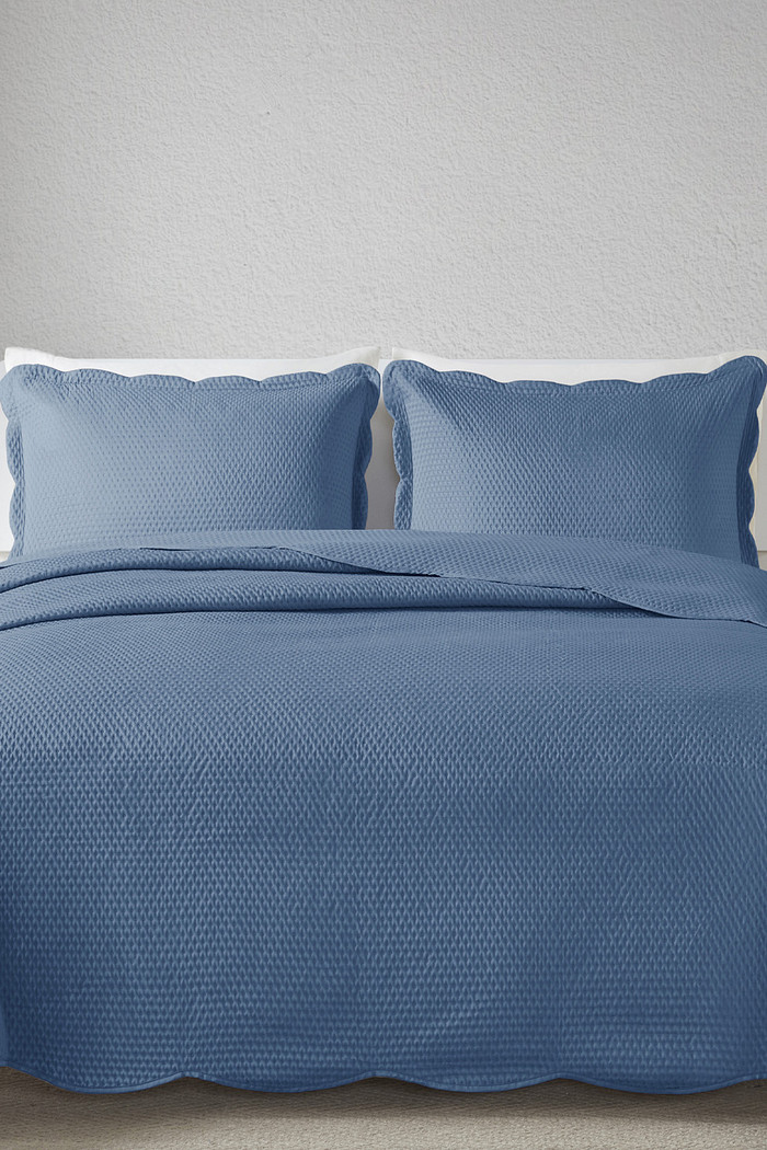 Kit 2 Porta Travesseiros Matelasse 150 Fios Microfibra 70x50cm com Aba Americana Dots - Azul