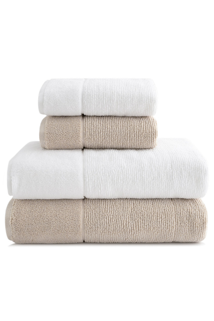 Jogo de Toalha Banho 500g 4 peças Super Soft Zero Twist Frapê - Branco e Bege