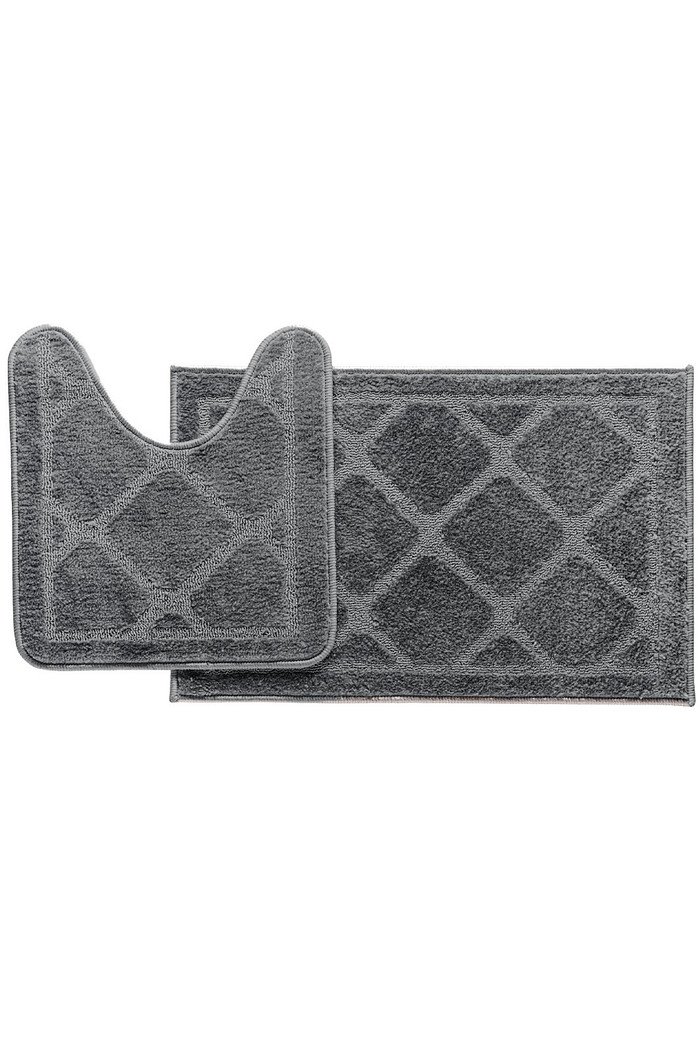Jogo de Tapete 2 peças Banheiro Golden Microfibra Antiderrapante - Chumbo