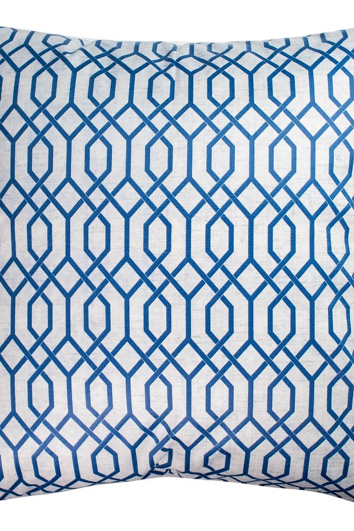 Capa de Almofada Suede Veludo Geométrica Abstrata 55cm x 55cm - Azul