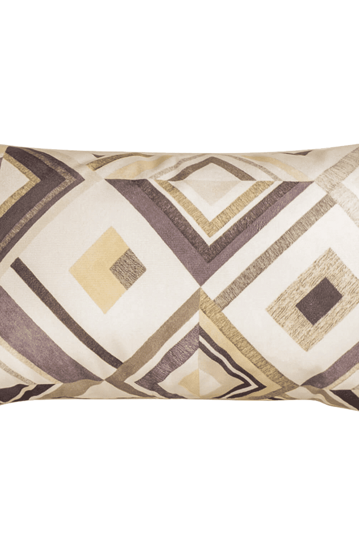 Capa de Almofada Baguete Suede Veludo Abstrato 25cm x 42cm - Cru