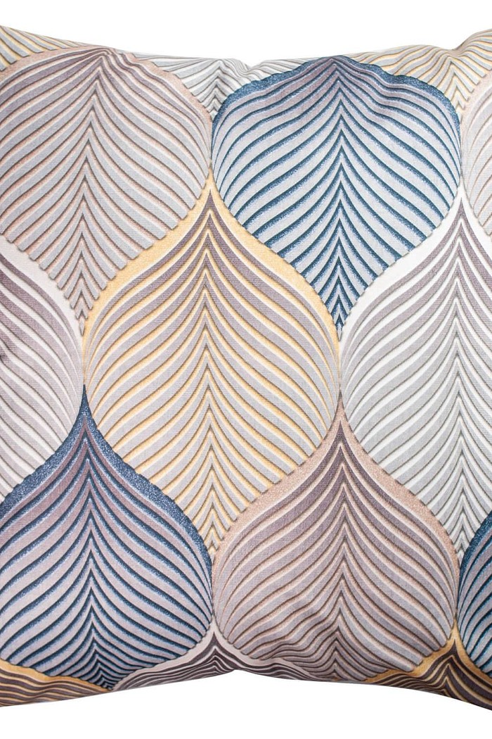 Capa de Almofada Suede Veludo Folhas 55cm x 55cm - Cinza