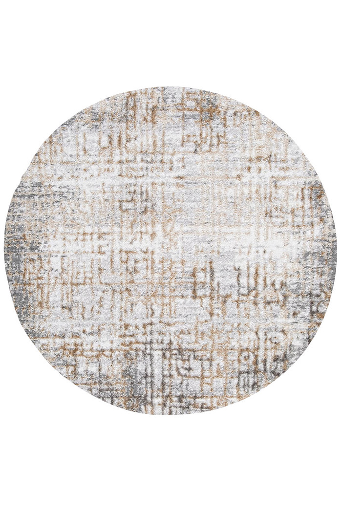 Tapete Perfil Leve Caspian Estonado Off White e Cinza Redondo 1,35m