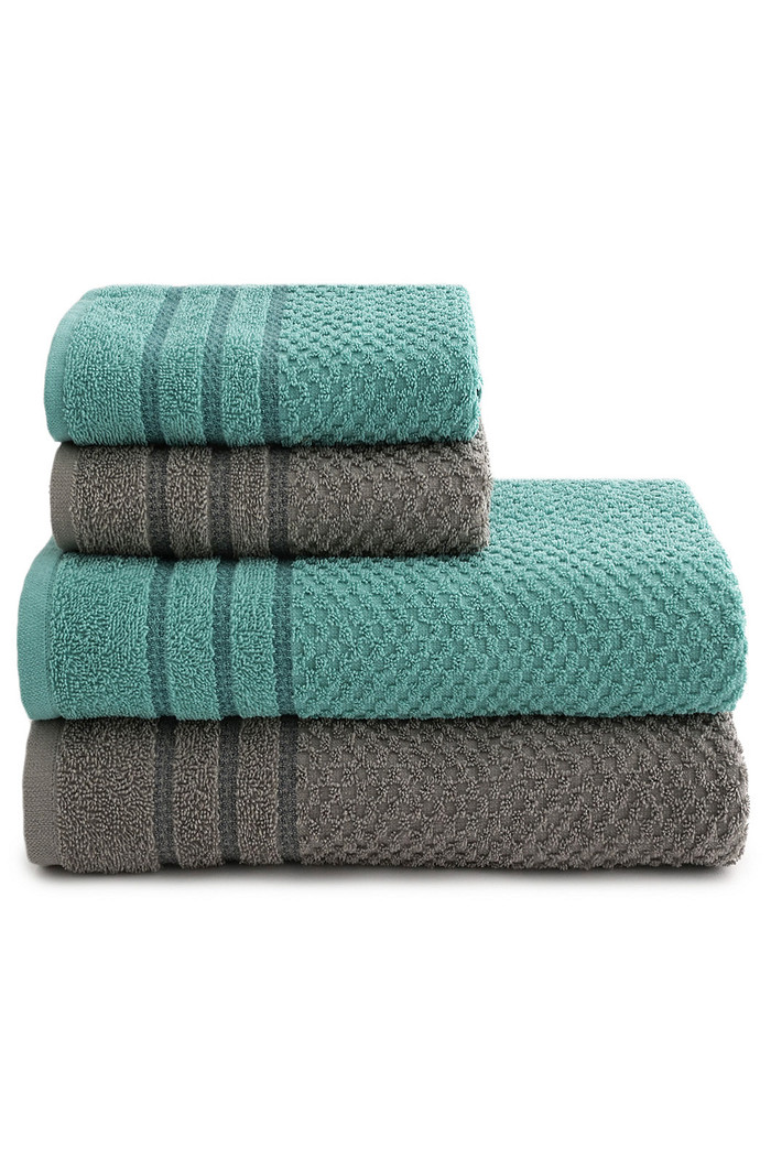 Jogo de Toalha Banho 350g 4 peças Brisa - Verde e Cinza