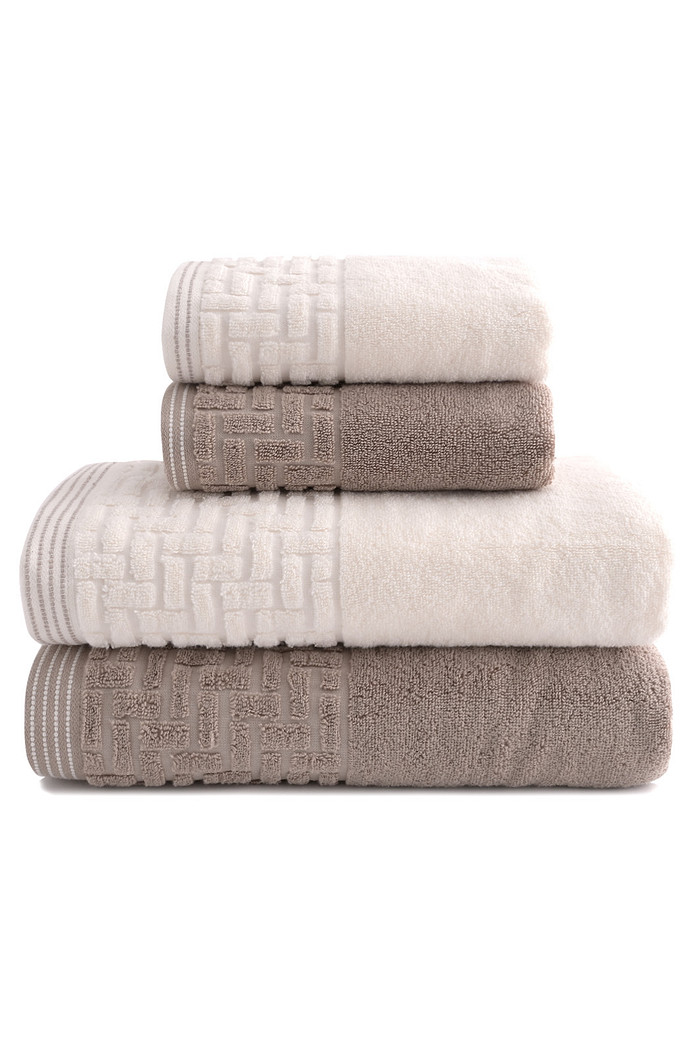 Jogo de Toalha Banho 500g 4 peças Super Soft Zero Twist Greco - Marfim e Bege