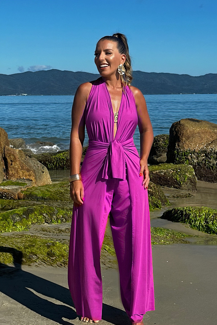 Calça macacão fúcsia