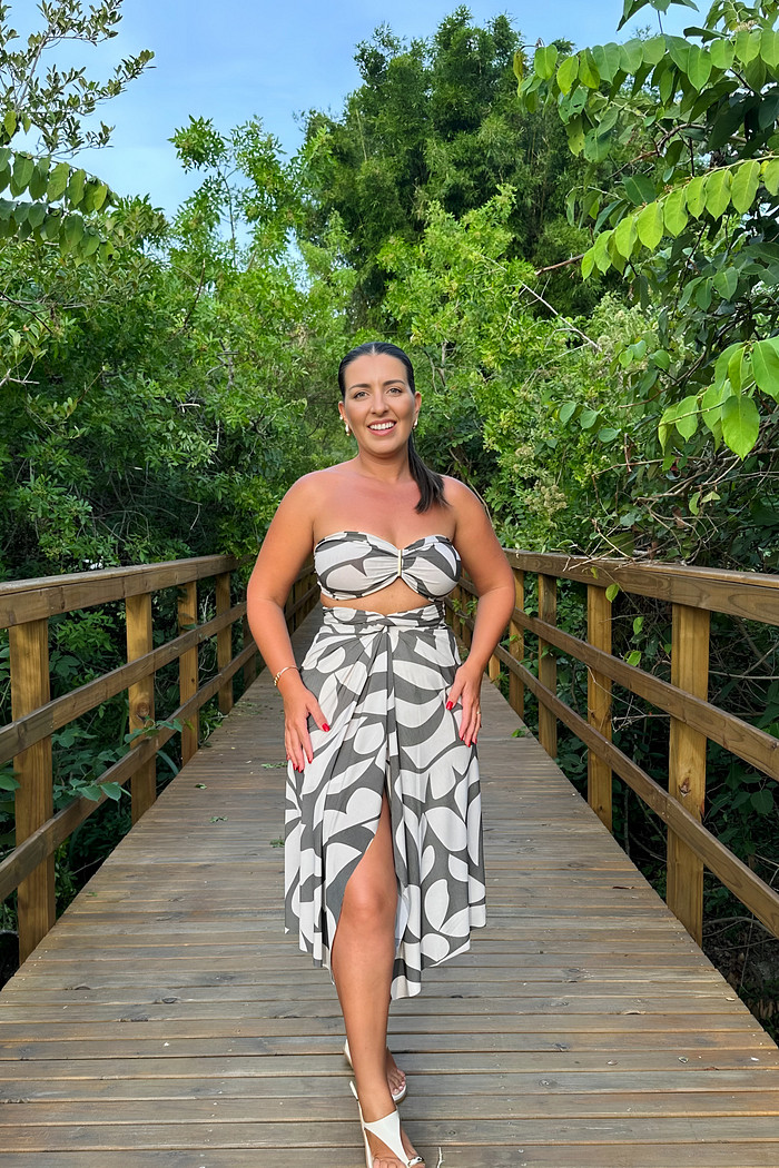 Conjunto saída 1001 formas curto & top sombra natural