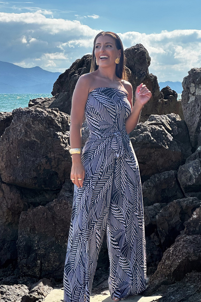 Conjunto calça macacão cordas preta