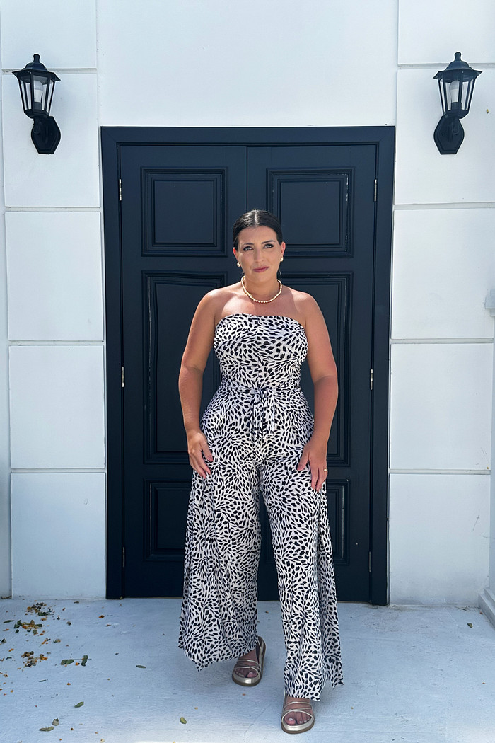 Conjunto calça macacão & top Chuvisco off