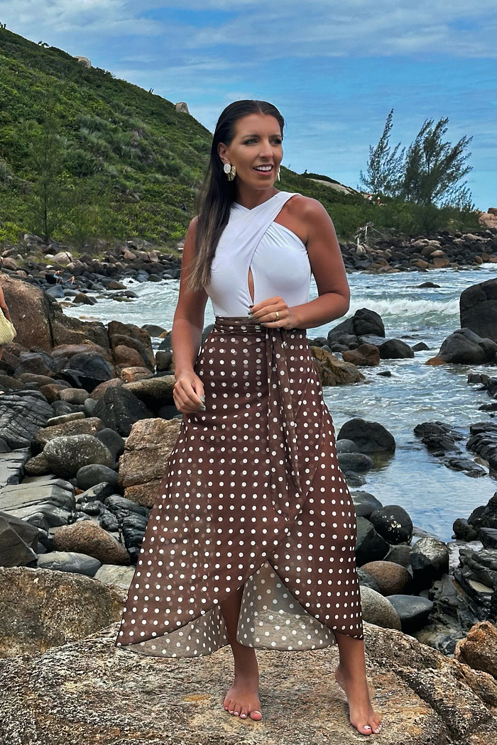 Conjunto Saiô Poá Marrom