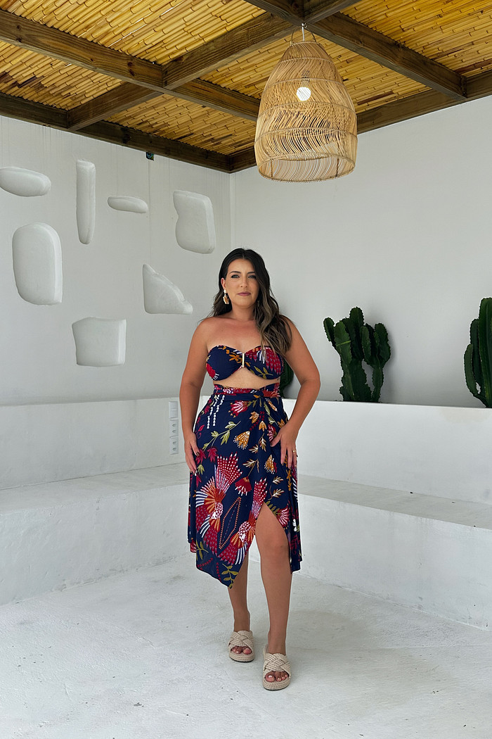 Conjunto saída 1001 formas curta paraíso pintado azul