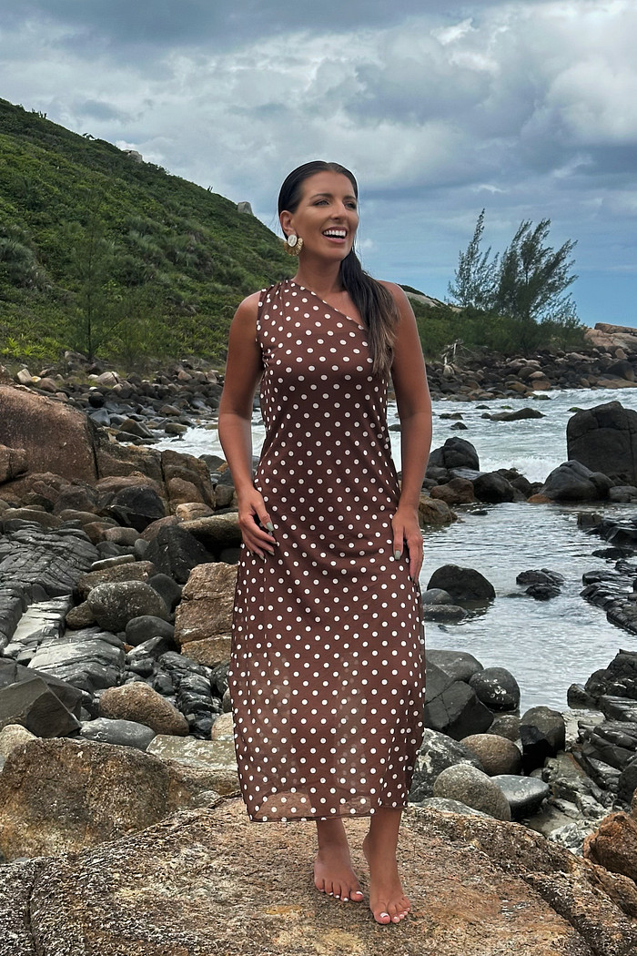 Vestido CHARM poá marrom