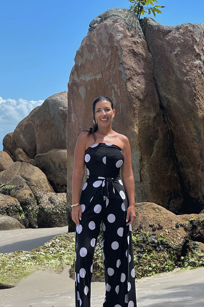 Calça Macacão  Poá P&B