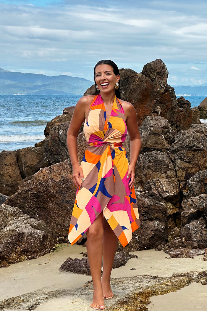 conjunto saída 1001 formas curta tropicália rosa