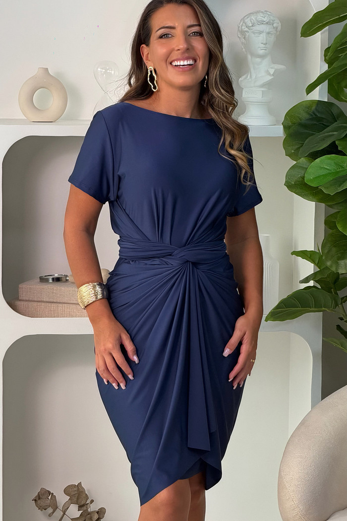 Vestido Grécia  azul marinho