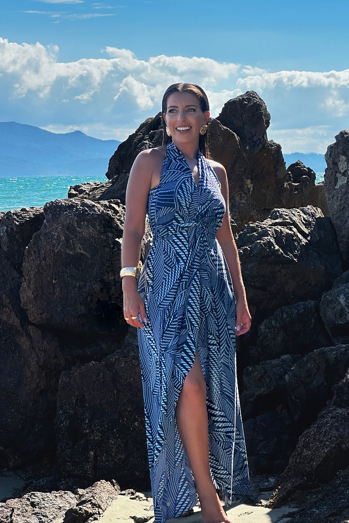 Saída 1001 formas longa cordas azul