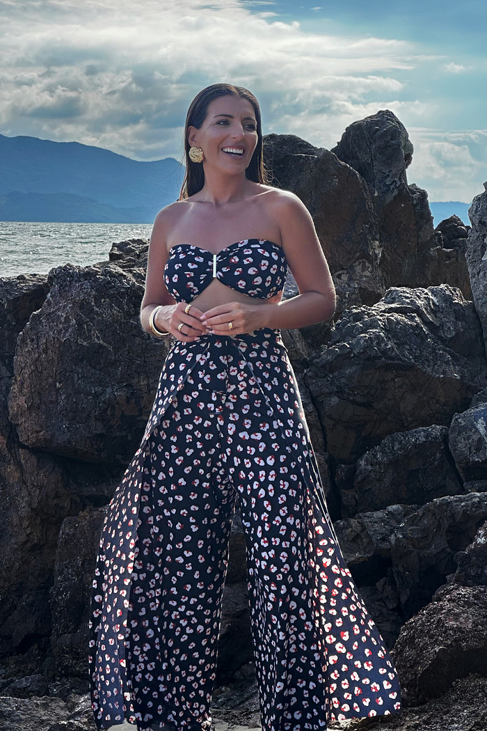 Conjunto calça macacão onça preta