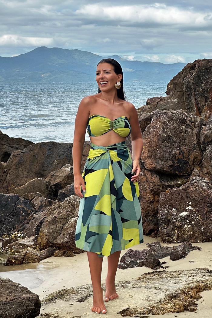 conjunto saída 1001 formas curta tropicália verde