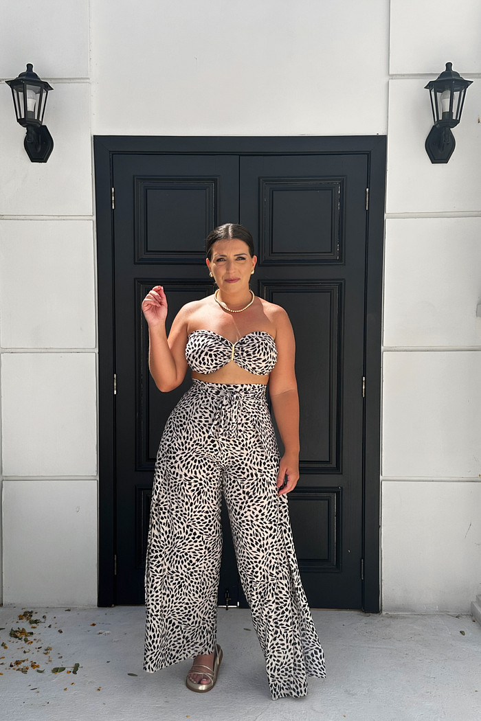 Conjunto calça macacão & top Chuvisco off