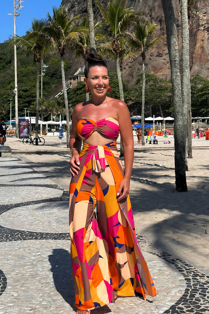 Conjunto calça macacão e top tropicália