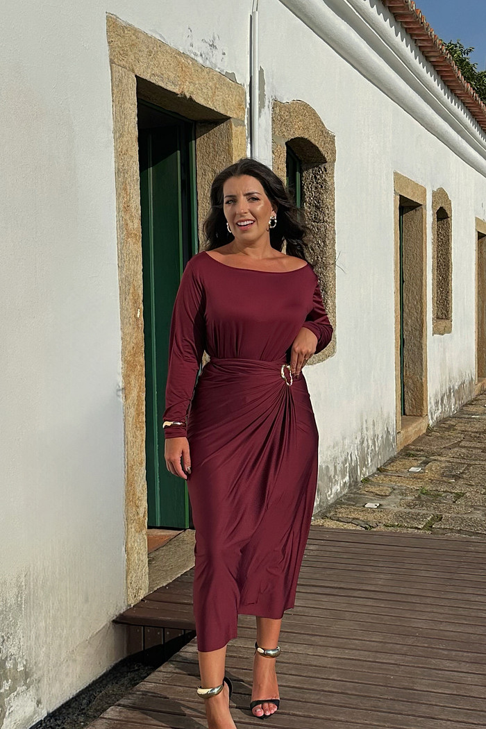 Vestido Grécia outono bordô