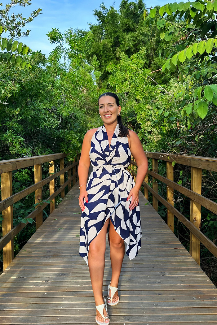 Conjunto saída 1001 formas curto & top sombra natural azul