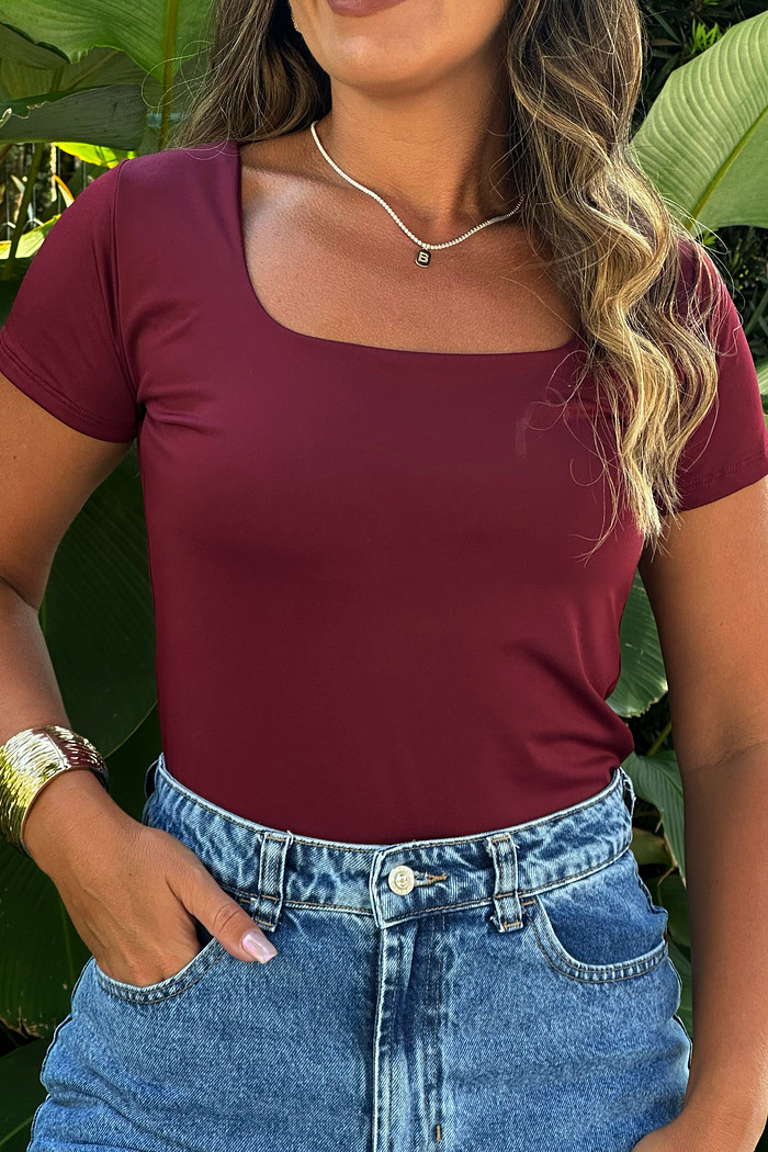 Blusa Manguinha bordô