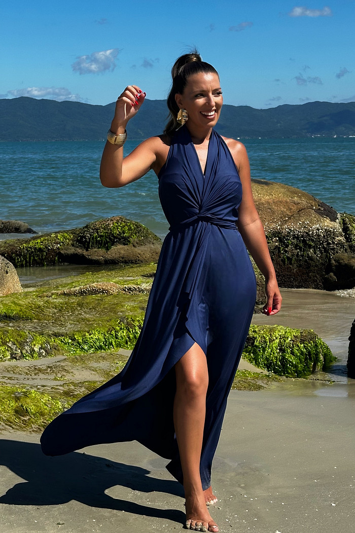 KIT saída 1001 formas longa azul marinho