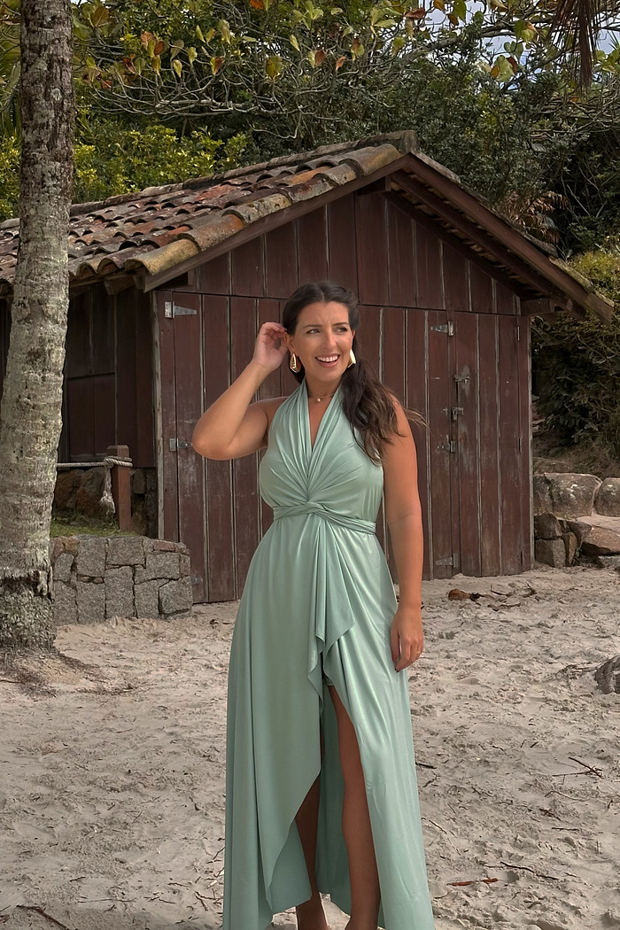 Conjunto saída 1001 formas longa & top verde menta