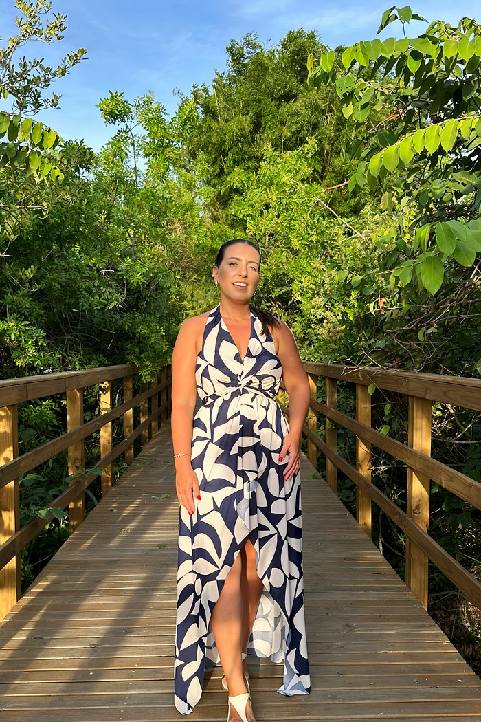 Saída 1001 formas longa sombra natural azul