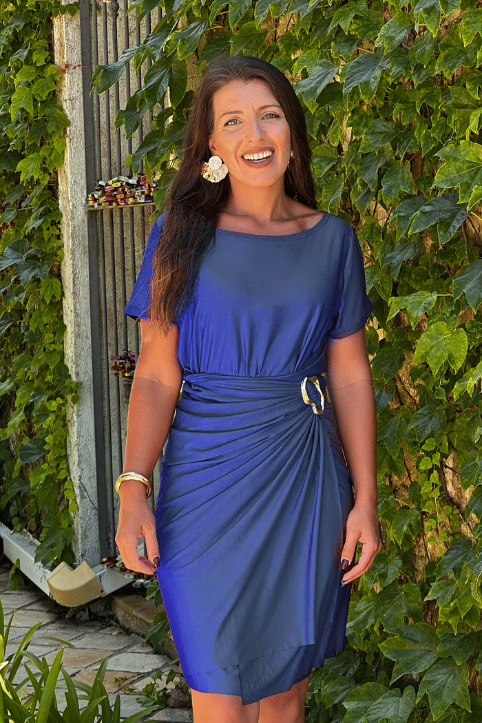 Vestido Grécia  azul marinho