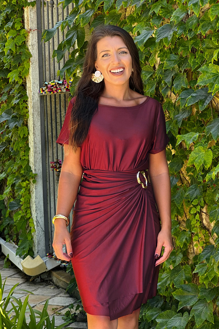 Vestido Grécia bordo