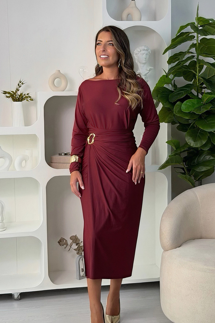 Vestido Grécia outono bordô