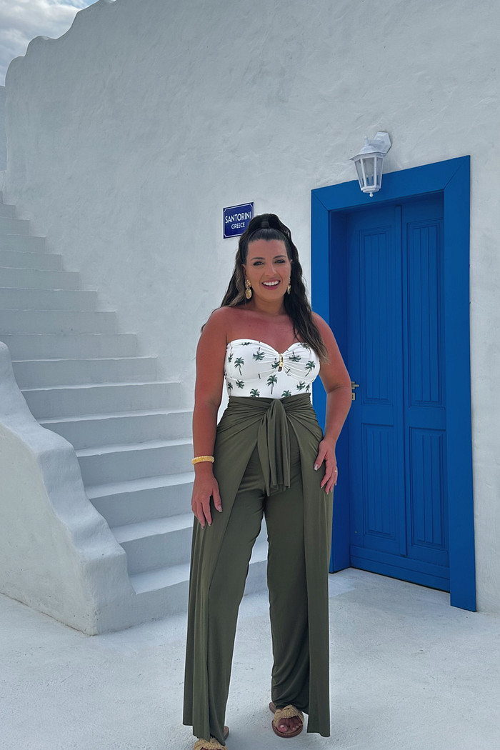 Conjunto calça macacão & maiô coqueirada